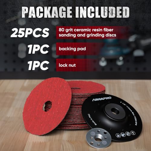4.5" x7/8" Ceramic Resin Fiber Sanding Discs 80 Grit -25Pcs - style: 80grit-25Pack