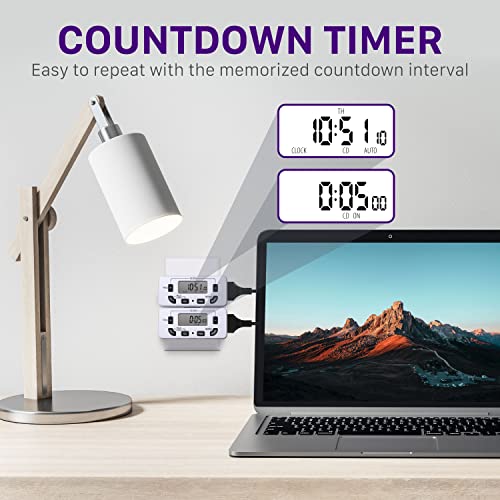 Fosmon 7 Day Digital Timers for Electrical Outlets, Indoor Plug-in Light Timers Switch Programmable, Electric Wall Plug for Grow/Reptile Light, Lamp, Appliance, Aquarium, Fish Tank - 2 Pack - style: 7 Day 2 pack