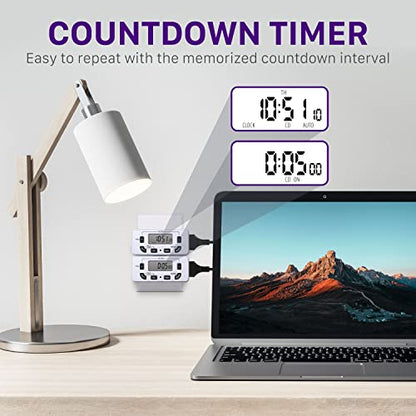 Fosmon 7 Day Digital Timers for Electrical Outlets, Indoor Plug-in Light Timers Switch Programmable, Electric Wall Plug for Grow/Reptile Light, Lamp, Appliance, Aquarium, Fish Tank - 2 Pack - style: 7 Day 2 pack