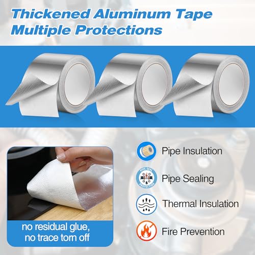 Dreyoo 3 Rolls Adhesive Aluminum Foil Heat Shield Tape, Heat Shield Tape