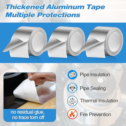 Dreyoo 3 Rolls Adhesive Aluminum Foil Heat Shield Tape, Heat Shield Tape
