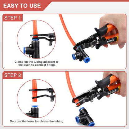 PLATATO Push to Connect Fittings Disconnect Tong Tool for Removing Push-fit Pneumatic Fittings 1/4”, 5/16” (6mm, 8mm) Quick Connect Air Hose Fittings Removal Tool - size: 6-8mm