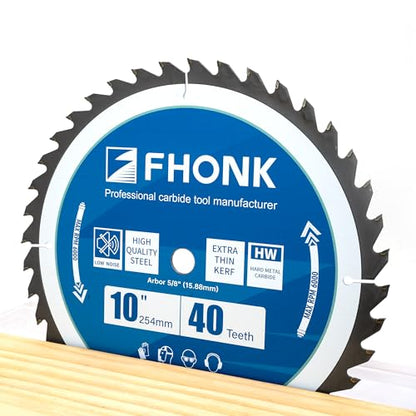 10-inch 40T Circular Saw Blade, 5/8-inch Shaft, Made of Hard Alloy Material, Suitable for Cutting Wood, Copper, Plastic, PVC, Acrylic, and Aluminum Strips.