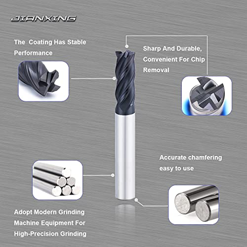 1/4" Carbide Square End Mill, 4 Flute, AlTiN Coating, 4 Pcs - size: 1/4" (4 Pcs), style: For Alloy Steels