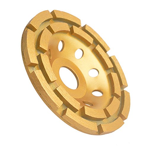 Gunpla 4-1/2 Inch Diamond Cup Grinding Wheel (7/8 Inch Arbor with Reduce Ring 5/8 Inch), Double-Row Diamond Grinding Discs for Concrete, Granite, Stone, Marble