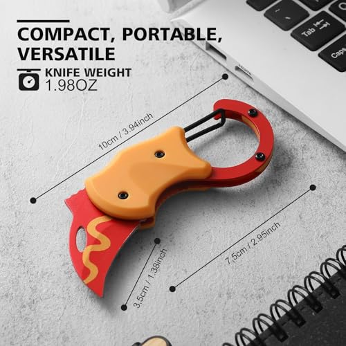 Small Pocket Knife for Men, Pocket Utility Knife with 1.38''Sharp Blade, Cute Folding Knife Box Cutter, Mini EDC Knives for Everyday Carry, Ideal Gifts for Men and Women - color: Cheese Hot Dog