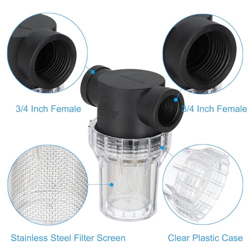 PATIKIL 3/4 Inch Female In-Line Strainer with 20 Mesh Stainless Steel Filter Screen Water Pump Filter for Garden Irrigation Pressure Washer Inlet
