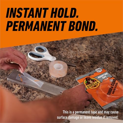 Gorilla Tough & Clear Double Sided Mounting Tape, Clear Tape, 1" x 150" (Pack of 12) - Weatherproof for Indoor or Outdoor - size: 12 - Pack