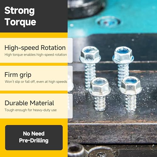 Mywish 50pcs #10 x 1-1/2" Self Drilling Screws for Metal, 410 Stainless Steel Hex Washer Head Self Drilling Screws, Black Oxided Self Tapping Sheet Metal Tek Screw Fast Tapping - size: #10x1-1/2"(50pcs)
