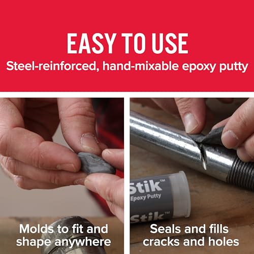J-B Weld SteelStik, 1 Hour Cure, Steel Reinforced Epoxy Putty Stick - 2 Pack, Dark Grey (8267-2) - size: 2 oz - 2 Pack