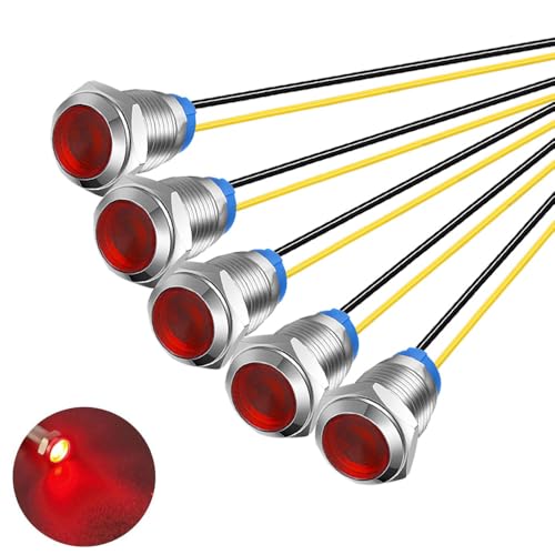 Gebildet 5pcs 10mm LED Metal Indicator Light 110V-220V AC Waterproof Signal Lamp (Red) - color: Red 110V