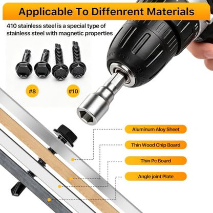 480PCS Hex Washer Head Self Drilling Screws (Black) - color: Black