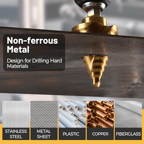 Spiral Flute 1/4" to 1-3/8" Step Drill Bit for Metal Unibit - size: Spiral 1/4" to 1-3/8"
