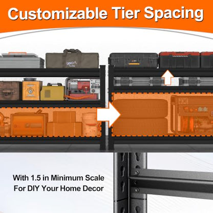 Metal Storage Garage Shelving - 40" W x 16" D x 36" H Black - size: 3T-BK-40"Wx16"D