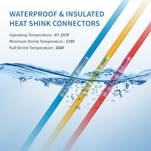 Heat Shrink Butt Connectors - 500Pcs 16-14 AWG Blue Waterproof Electrical Wire Connectors Automotive Marine Grade Wire Crimp Terminals Butt Splices for Cable,Boat,Home Electrical etc. - size: [16-14 AWG] x 500