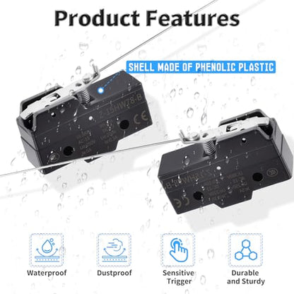2 Pcs Z-15HW78-B Micro Limit Switch, 5A 250VAC Micro Switch, SPDT - color: Z-15HW78-B