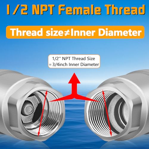 Boltigen 1/2 Inch NPT Thread Stainless Steel Spring Check Valve, Non Return One Way Horizontal Check Valve, Vertical Inline Water Check Valves for Well, Pump, Tank, Backflow Prevention - size: 1/2'' NPT