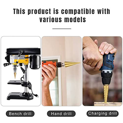 3 Pcs Straight Grooved Step Drill Bit Set,Step Drill Bits Set