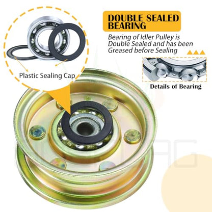 2 Pack 756-04224 Flat Idler Pulley Cub Cadet LT1050 LT1042 Tractors - color: L09 2x756-0981