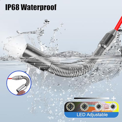 Sewer Camera with Light 165ft/Distance Counter Professional Pipe Inspection Camera 1080P Screen 7mm Thicker Cable - size: 50M