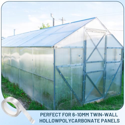 6 Rolls Greenhouse Tape, 1.18in x 65ft Each Polycarbonate Tape for Green House Panels, Heavy Duty Aluminum Foil Tape, Waterproof UV Resistant Self-Adhesive Seal for Greenhouse Roofing Outdoor Repairs