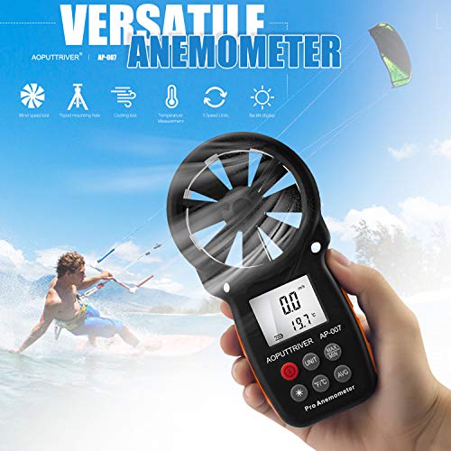 HVAC Anemometer 8-Blade CFM Air Flow Velocity Tester up to 67.1 mph - color: AP-007 Standard
