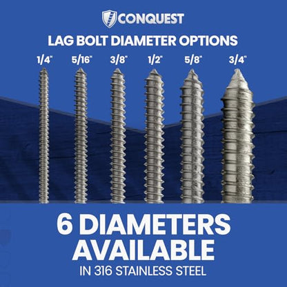 Conquest Lag Bolts 3/8" x 7" - size: 3/8"-7 x 7"