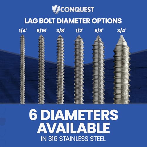 Conquest Lag Bolts 1/2" x 2" - size: 1/2"-6 x 2"