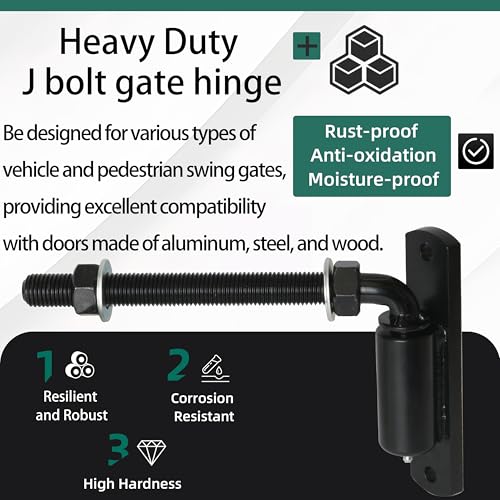 3/4" J Bolt Gate Hinge Heavy Duty Bolt Industrial for Large Heavy Driveway