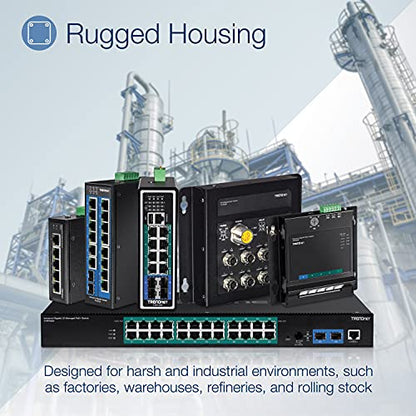TRENDnet 16-Port Industrial Gigabit PoE+ DIN-Rail Switch TI-PG160 - style: 16 Port Switch