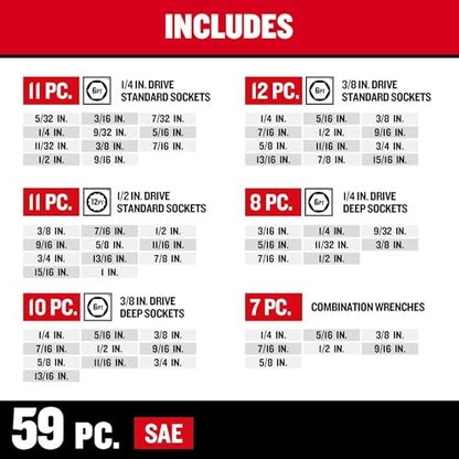 CRAFTSMAN 189 Piece Mechanics Tool Set, 1/4, 3/8 and 1/2 Inch Drive Socket Wrench Set with Thinner Ratchet, Steel 6 and 12-Point Sockets, Wrenches, Hex Keys and Specialty Bits, 90-Tooth (CMMT12134) - style: New 189 Piece Set