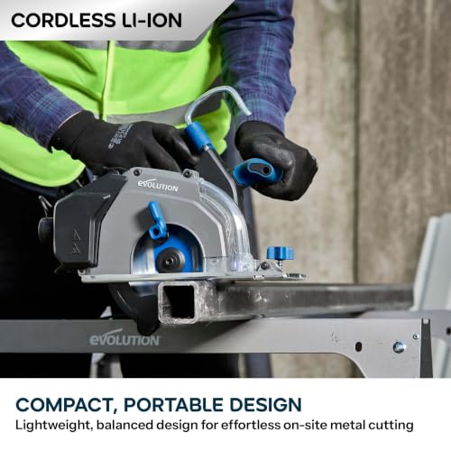 Evolution S6CCS-Li Loaded Kit | 6-1/2" Cordless Metal Cutting Circular Saw | 20V 5.0Ah Battery & Charger Included | 2-1/4" Cut Depth | 40T Thin Kerf Blade | Cold Cut Steel Saw - size: 6-1/2"