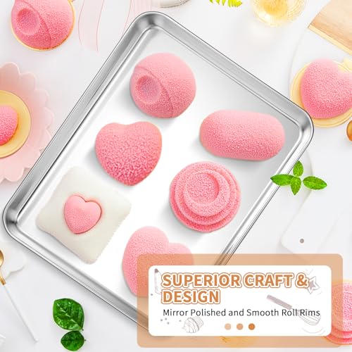 Stainless Steel Baking Sheet Pan Set of 2, Cookie Sheets 12 x 10 x 1 Inch - size: 12 inch