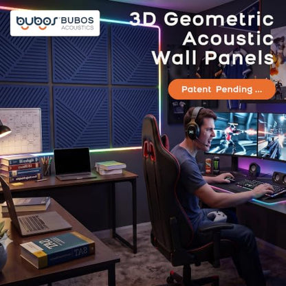 BUBOS 6 Pack 3D Wall Panels,23.6"x23.6" Acoustic Sound Absorbing Wall - color: Blue