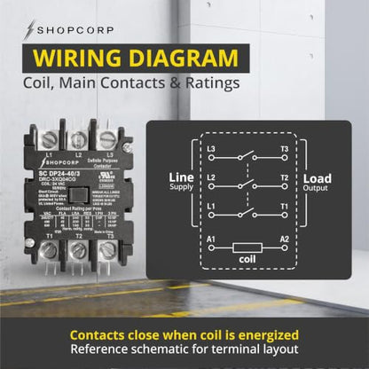 3 Pole 40 Amp AC Contactor, 24V Coil, UL Recognized, HVAC - style: 3 Pole 24V