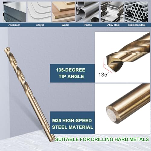 METALLIXITY Drill Bit (5mm) M35 5% Cobalt High-Speed Steel 135° 2Pcs - size: 5mm
