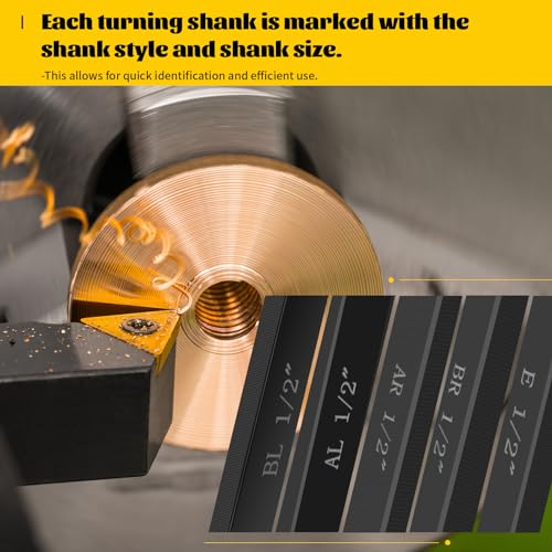Metal Lathe Cutting Tools,5pcs 1/2" Shank Indexable - size: 1/2 in