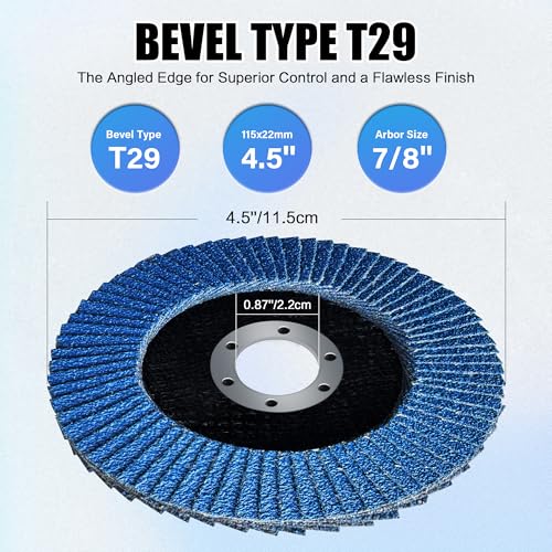 40 Pack Flap Discs 4 1/2" for Angle Grinder, 40/60/80/120 Grit, T29 Flap Disc, Die Grinder Sanding Disc, Zirconia Grinding Wheel for Metal, Wood, Stainless Steel Polishing Finishing - color: Blue
