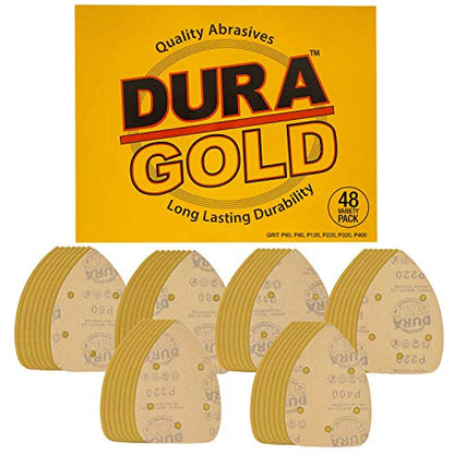 Dura-Gold Mouse Detail Sander Sandpaper, 5 Hole, 48 Assorted Grit Sanding - size: Variety Pack