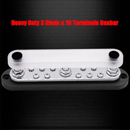 Ampper 3 x M8 Posts Power Distribution Block BusBar 10 M4 Screws, 7" Black - color: Black, size: 3M8+10M4