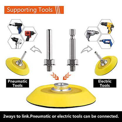 Tshya 100pcs 3inch Sanding Discs Pad with 2Pcs Sanding Sponge Buffing Blocks Variety Kit for Drill Grinder Rotary Tools Attachment with 1/4" Shanks, Sanding Pads Includes 80-3000 Grit - style: 3in 104Pack