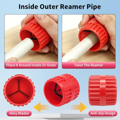 13 PCS Pipe Deburring Tool Set, Removal Tools Set for Fittings, Deburring Tool with 5 High Speed Steel Blades,Inner Outer Reamer Pipe Tubing Chamfer Tool for PVC PEX Copper Aluminum Pipes