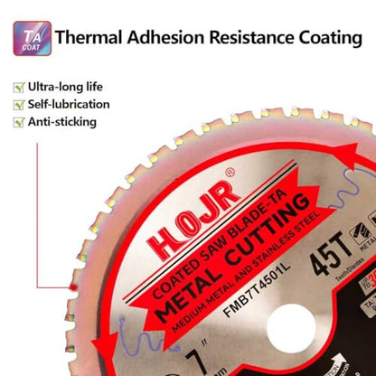 Dia 7"(180mm) 45-Tooth Arbor 20mm Metal Cutting Circular Saw Blade,for Steel and Stainless Steel,The Cutting Head uses a Special Anti-Heat Sticking Coating,FMB 7 inch 45-Tooth 20mm -TA - size: Steel 7" 45T