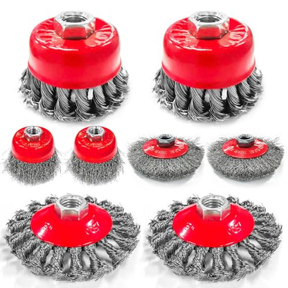 8pcs 4-1/2" Angle Grinder Wire Wheel Set