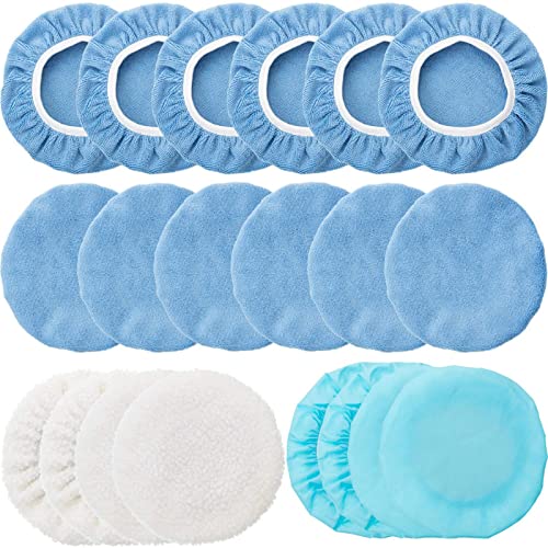 Mudder 20 Pcs 7-8 Inch Car Orbital Buffer Pads Polisher Bonnet, Blue - color: Blue, size: 7-8 Inch