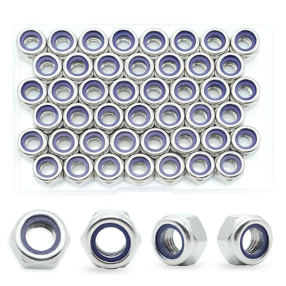 M10-1.5 Nylon Insert Lock Nuts 36 Pack, 304 Stainless Steel Hardware Nuts - size: M10-1.5 (36 Pcs)