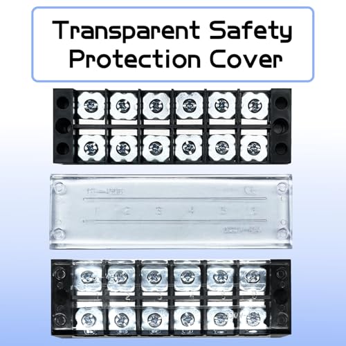 2 Sets 6 Positions 600V 45A Terminal Blocks Ground Circuit Dual Row Bus Bar Wire Screw Terminal Block Kit with Cover 600V Pre Insulated Terminal Strip WW004-4506 - size: 45A 6P