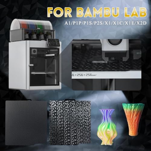 Smooth X2D P2S P1S Build Plate for Bambu Lab 257x257mm, Flexible PEO PET Spring Steel Print Plate Sheet Plate for Bambu Labs A1/X2D/X1C/X1/X1E/P1P/P1S/P2S 3D Printer Platform - color: Diamond PEO+Carbon Fiber PET