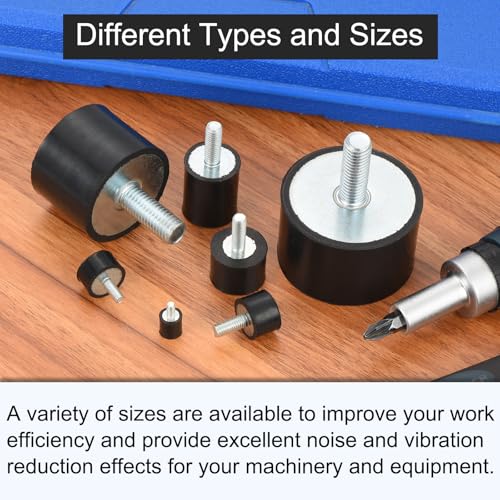 uxcell M4 Thread Rubber Mounts, Vibration Isolators, Cylindrical Shock Absorber with Studs 15 x 15mm 8pcs - size: M4x15x15mm