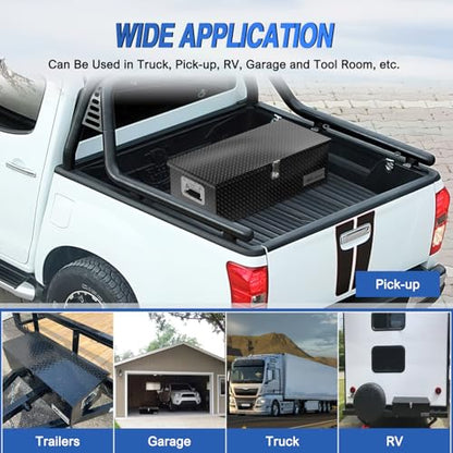 Nilight 30 Inch Truck Tool Box Heavy Duty Aluminum Diamond Plate Toolboxes - size: 30"x13"x9.6"